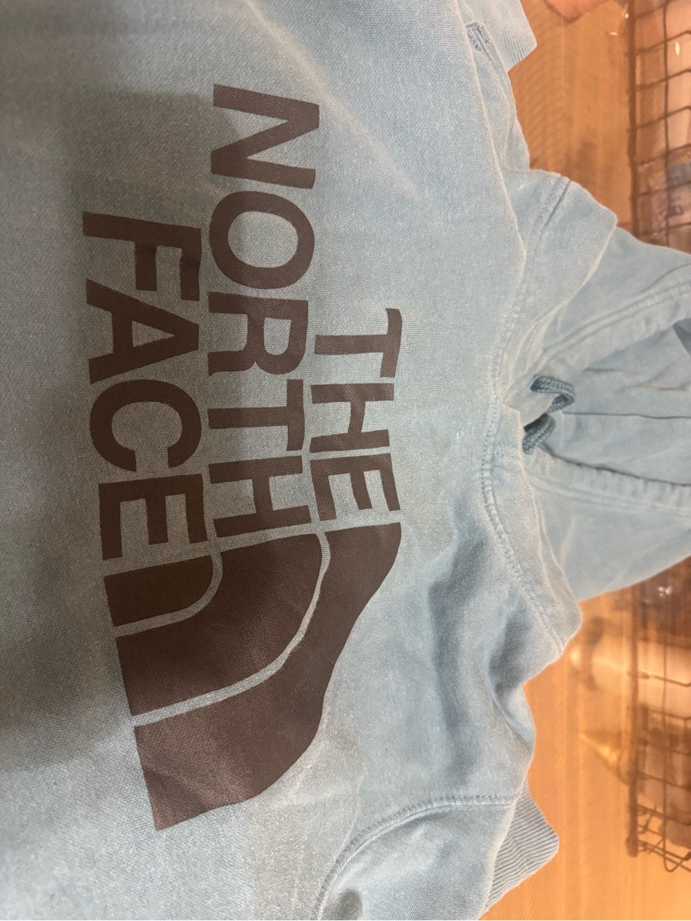 The North Face Dusty Blue Pullover Hoodie with Black Logo